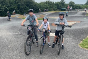 Kids enjoying the Chudleigh pump track